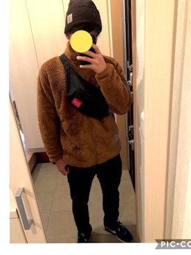 「茶色」｜「アイテム（その他アウター）」を使った、ffさん（メンズ・178cm）の冬コーディネート