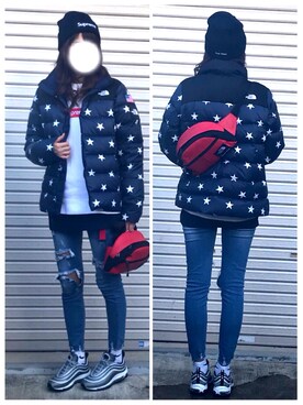 「ストリート女子」｜「アイテム（ダウンジャケット/コート）」を使った、AYU∞さん（レディース・166cm）の冬コーディネート
