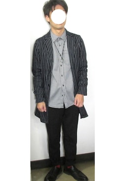 「ロング丈」｜「アイテム（その他アウター）」を使った、のびゴンさん（メンズ・165cm）の秋コーディネート