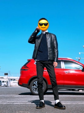 「BEAMS（ビームス）のアイテム（ライダースジャケット）」を使った、こーだいさん（メンズ・170cm）の秋コーディネート