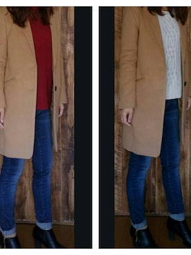 「チェスターコート キャメル」｜こおりさん（レディース・166cm）の冬コーディネート