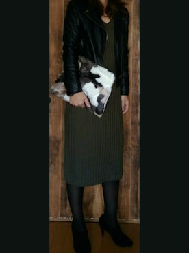 「ファークラッチ」｜「アイテム（ジャケット/アウター）」を使った、こおりさん（レディース・166cm）の冬コーディネート