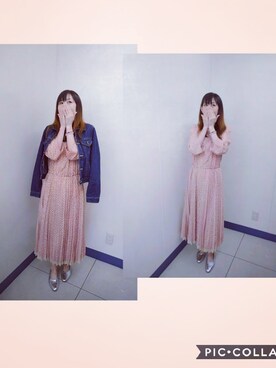 「ROPE' PICNIC（ロペピクニック）のアイテム（ワンピース/ドレス、ピンク系）」を使った、auさん（レディース・160cm）の秋コーディネート