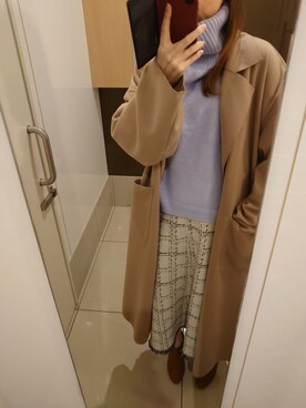 「fifth（フィフス）のサイドスリットライトガウンコート（トレンチコート、ブラウン系）」を使った、auさん（レディース・160cm）の冬コーディネート