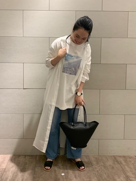「JEANASIS（ジーナシス）のアイテム（シャツワンピース）」を使った、いくみさん（レディース・163cm）の夏コーディネート