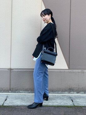 「ジーナシス」｜「アイテム（スラックス）」を使った、いくみさん（レディース・163cm）の秋コーディネート