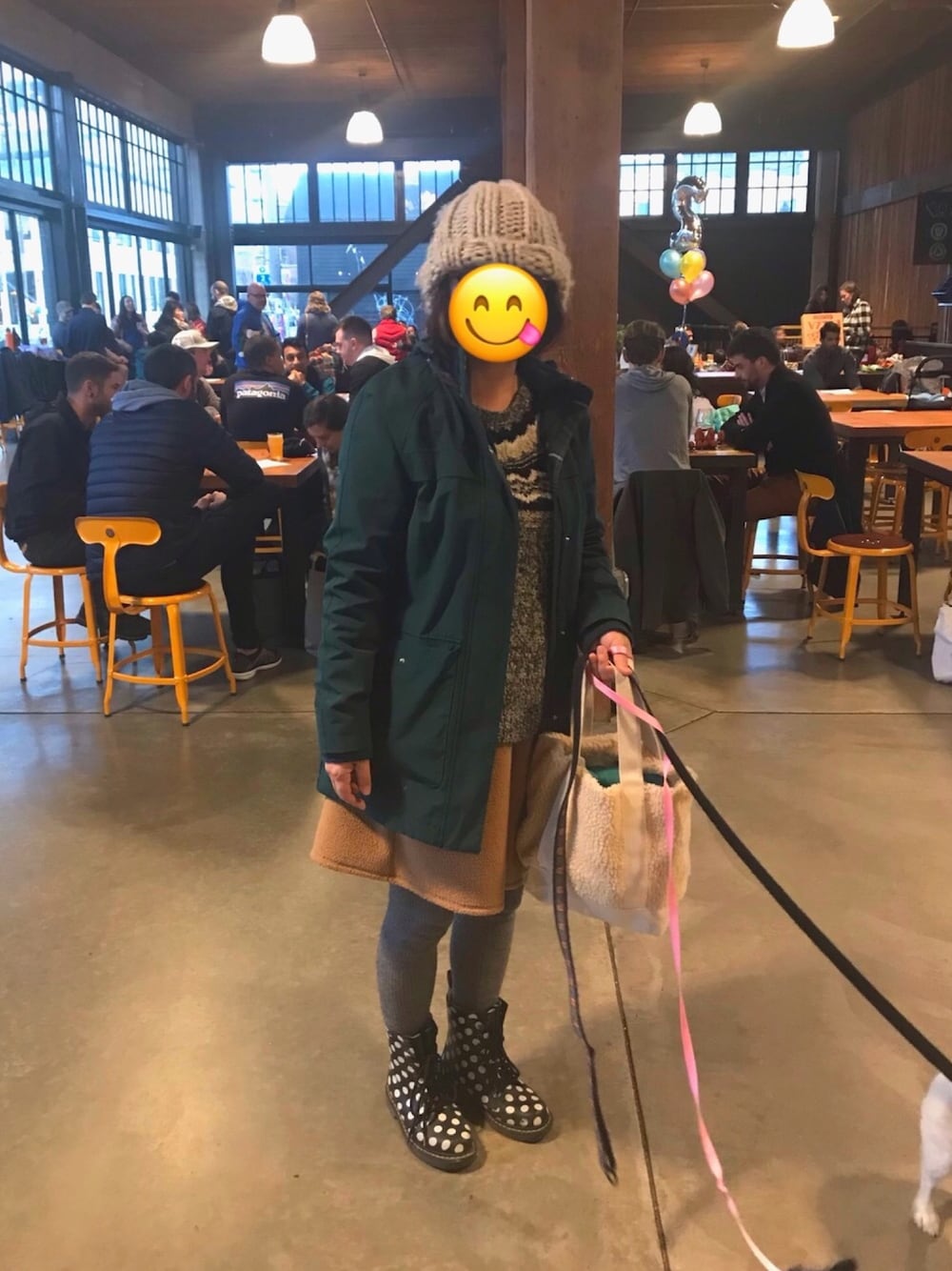 「雨の日コーデ、ユニクロコーデ、長靴、もこもこ」｜「PENDLETONのアイテム（マウンテンパーカー、グリーン系）」を使った、QT.MAIさん（レディース・155cm）の冬コーディネートの1枚目の写真