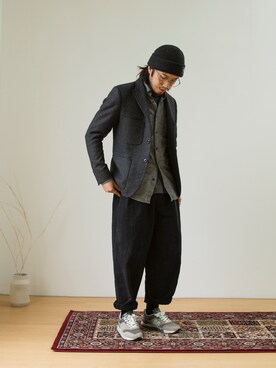 「initial（イニシャル）のアイテム（テーラードジャケット）」を使った、chiwing智荣さん（メンズ・170cm）の冬コーディネート