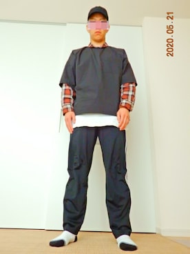 「ATTACHMENT（アタッチメント）のタイプライタークロス ドロップショルダープルオーバーS/Sシャツ（Tシャツ/カットソー）」を使った、threestarさん（メンズ・175cm）の春コーディネート