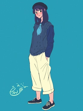 「flaner（フラネ）のアイテム（パンツ）」を使った、ëmirikaさん（レディース・161cm）の春コーディネート