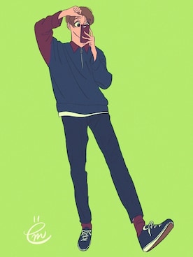 「THE CASUAL（カジュアル）のアイテム（スラックス）」を使った、ëmirikaさん（メンズ・173cm）の春コーディネート