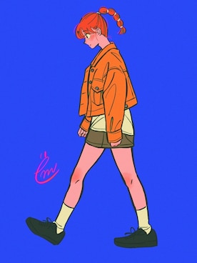 「イラストコーデ」｜「アイテム（ジャケット/アウター）」を使った、ëmirikaさん（レディース・159cm）の春コーディネート