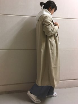 「アイテム（トレンチコート）」を使った、みわさんさん（レディース・158cm・20代）の冬コーディネート