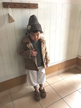 「kids」｜「アイテム（ダッフルコート）」を使った、NANA¨̮*⑅さん（キッズ・100cm）の冬コーディネート