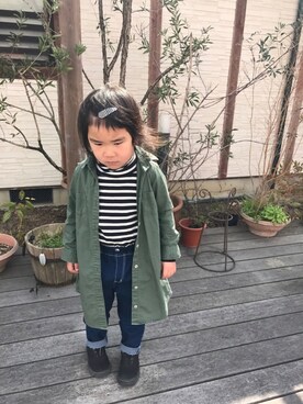 「UNIQLO（ユニクロ）のアイテム（シャツワンピース）」を使った、NANA¨̮*⑅さん（キッズ・100cm）の春コーディネート