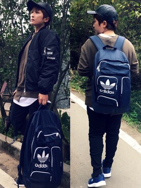 「adidas（アディダス）のアイテム（バッグ、ブルー系）」を使った、L.Tさんの冬コーディネート
