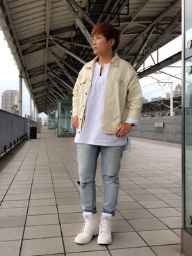 「PALLADIUM（パラディウム）のアイテム（シューズ、ホワイト系）」を使った、L.Tさんの夏コーディネート