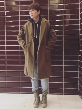 「PALLADIUM（パラディウム）のアイテム（シューズ、ベージュ系）」を使った、L.Tさんの冬コーディネート