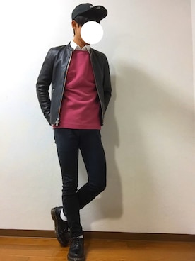 「stussy」｜「アイテム（ライダースジャケット）」を使った、Ｐoさん（メンズ・160cm）の春コーディネート