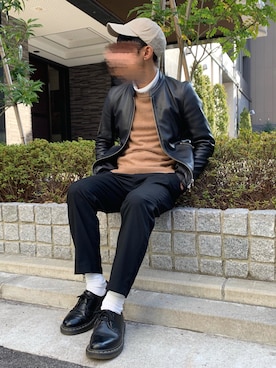 「Polo Ralph Lauren」｜「アイテム（ライダースジャケット）」を使った、Ｐoさん（メンズ・160cm）の冬コーディネート