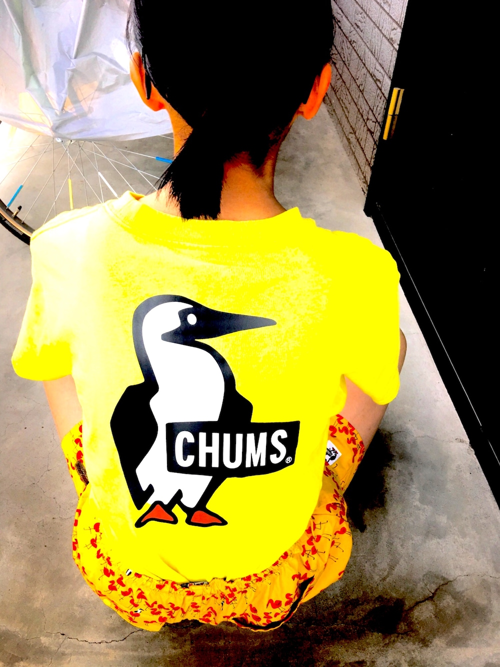 「夏だ！Tシャツ着よう！」｜「CHUMSのBooby Logo T-Shirt（Tシャツ/カットソー、イエロー系）」を使った、MuuNさん（レディース・155cm）の夏コーディネートの1枚目の写真