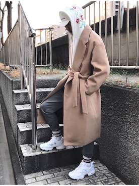 「BALENCIAGA」｜「アイテム（チェスターコート）」を使った、HALO TOKYOさん（メンズ・178cm）の冬コーディネート