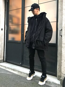 「BALENCIAGA」｜「アイテム（ミリタリージャケット）」を使った、HALO TOKYOさん（メンズ・178cm）の冬コーディネート