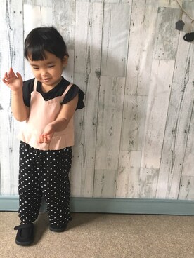 「ドットパンツ」｜「アイテム（オールインワン・サロペット）」を使った、twinkle♡twinkle♡  さん（キッズ・80cm）の春コーディネート
