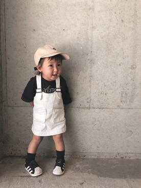 「アイテム（ジャンパースカート）」を使った、Aobaさん（キッズ・80cm）の秋コーディネート