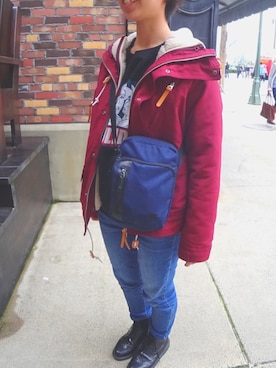 「CUBE SUGAR（キューブシュガー）のアイテム（帽子）」を使った、美鈴さん（レディース・155cm）の秋コーディネート