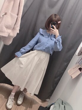 「UNIQLO（ユニクロ）のアイテム（スカート、ホワイト系）」を使った、Unknownstrangerさん（レディース）の春コーディネート