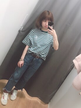 「UNIQLO（ユニクロ）のアイテム（Tシャツ/カットソー、グリーン系）」を使った、Unknownstrangerさん（レディース）の春コーディネート