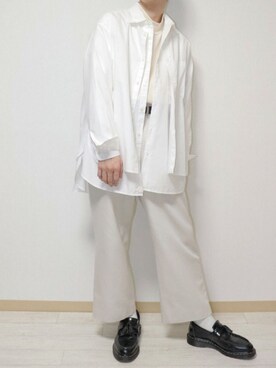 「シャツオンシャツ」｜「アイテム（Tシャツ/カットソー）」を使った、naoさん（メンズ・171cm）の冬コーディネート