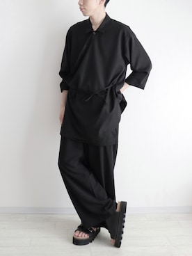 「レザーサンダル」｜「アイテム（セットアップ）」を使った、naoさん（メンズ・171cm）の夏コーディネート