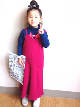 「GLOBAL WORK（グローバルワーク）のアイテム（オールインワン・サロペット）」を使った、yu-1110-aさん（キッズ・110cm）の冬コーディネート