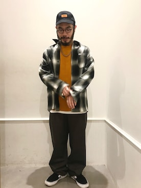 「B.C STOCK（ベーセーストック）のアイテム（帽子）」を使った、megane0628さん（メンズ・170cm）の春コーディネート