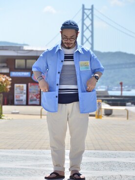 「アイテム（ニット/セーター）」を使った、megane0628さん（メンズ・170cm）の夏コーディネート