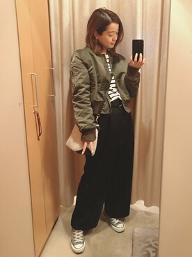 「EN ROUTE（アンルート）のアイテム（パンツ）」を使った、猪鼻ちひろさん（レディース・150cm）の冬コーディネート