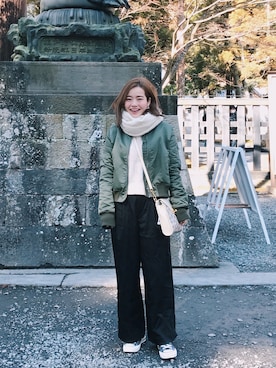 「EN ROUTE（アンルート）のアイテム（パンツ）」を使った、猪鼻ちひろさん（レディース・150cm）の冬コーディネート
