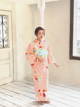 「撮影」｜「アイテム（浴衣）」を使った、猪鼻ちひろさん（レディース・150cm）の春コーディネート
