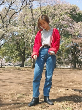 「UNITED ARROWS（ユナイテッドアローズ）のUWMM ウエスタンベルト ◆（ベルト）」を使った、猪鼻ちひろさん（レディース・150cm）の春コーディネート
