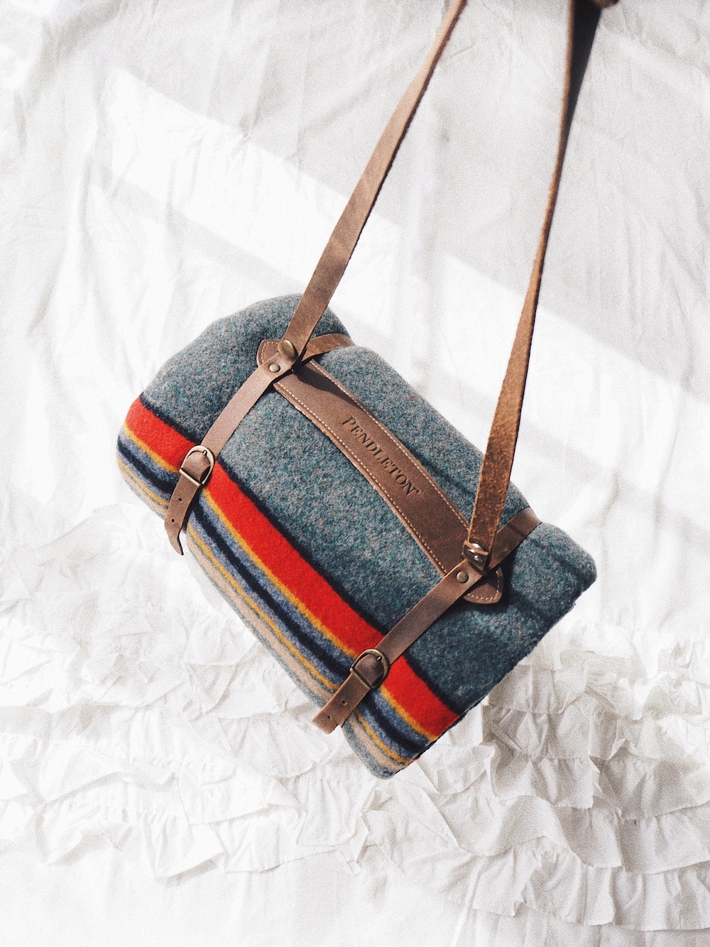 「ペンドルトン、シーツ、ブランケット」｜「PENDLETONのPENDLETON ペンドルトン キャンプブランケット ツイン ZA161（ブランケット、グリーン系）」を使った、猪鼻ちひろさん（レディース・150cm）の秋コーディネートの1枚目の写真