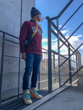 「UNDEFEATED （アンディフィーテッド）のアイテム（スウェット）」を使った、ほっとんさん（メンズ・180cm）の冬コーディネート
