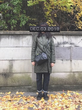「FRED PERRY（フレッドペリー）のアイテム（モッズコート）」を使った、MiNAさん（レディース・160cm）の冬コーディネート