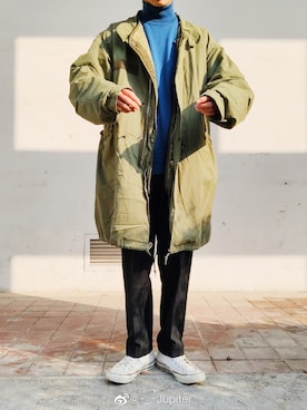 「UNIQLO U」｜「アイテム（モッズコート）」を使った、Jupiterさん（メンズ・179cm）の秋コーディネート