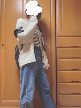 「LOWRYS FARM（ローリーズファーム）のCONEハイライズワイドデニム　800874（デニムパンツ）」を使った、ちゃきさん（レディース・164cm）の秋コーディネート