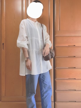 「シースルー」｜「アイテム（チュニック）」を使った、ちゃきさん（レディース・164cm）の春コーディネート
