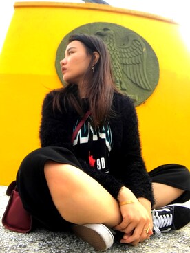 「NET（ネット）のアイテム（ピーコート）」を使った、Stellaさん（レディース・162cm）の冬コーディネート