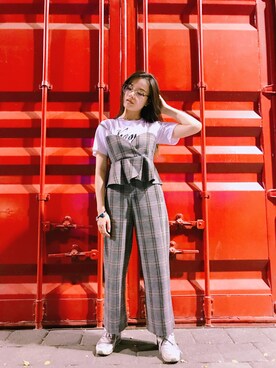 「gray」｜「アイテム（オールインワン・サロペット）」を使った、Stellaさん（レディース・162cm）の春コーディネート