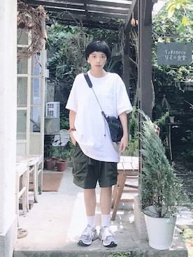「oqLiq（オークリック）のアイテム（バッグ）」を使った、AILO👦🏼さん（レディース・153cm）の夏コーディネート